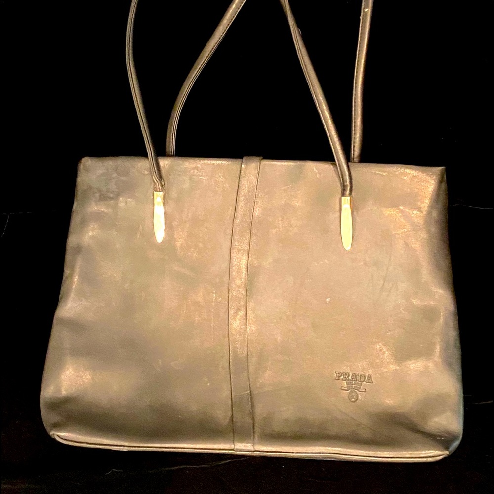 Vintage PRADA style black leather shoulder bag
